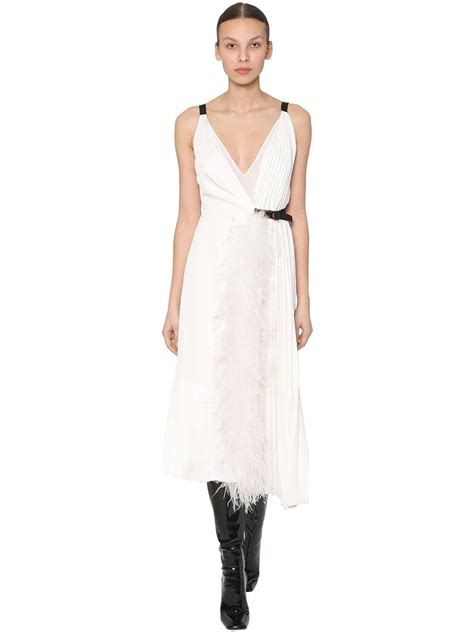 prada white gown|prada pleated dress.